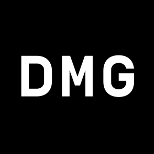 DMG Logo Weiß auf Schwarz